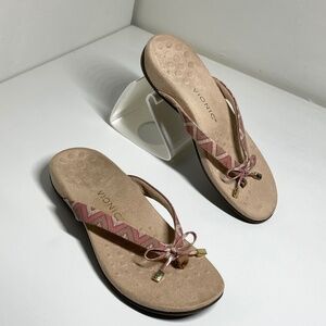 Vionic Womens US 9 Rest Bella II Toe Post Sandal Chevron Dusty Pink Orthaheels